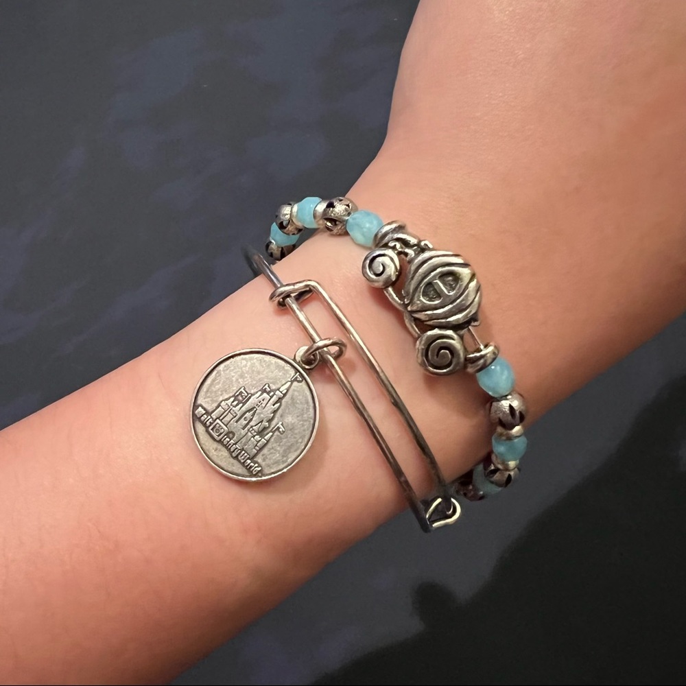 Set of 2 Alex & Ani x Disney Parks Exclusive Cinderella Silver Bangle Bracelets